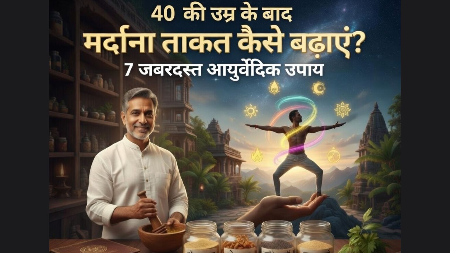 Read more about the article 40 की उम्र के बाद मर्दाना ताकत कैसे बढ़ाएं? 7 जबरदस्त आयुर्वेदिक उपाय